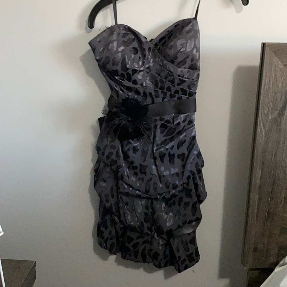 Le chateau grey cheetah print strapless dress